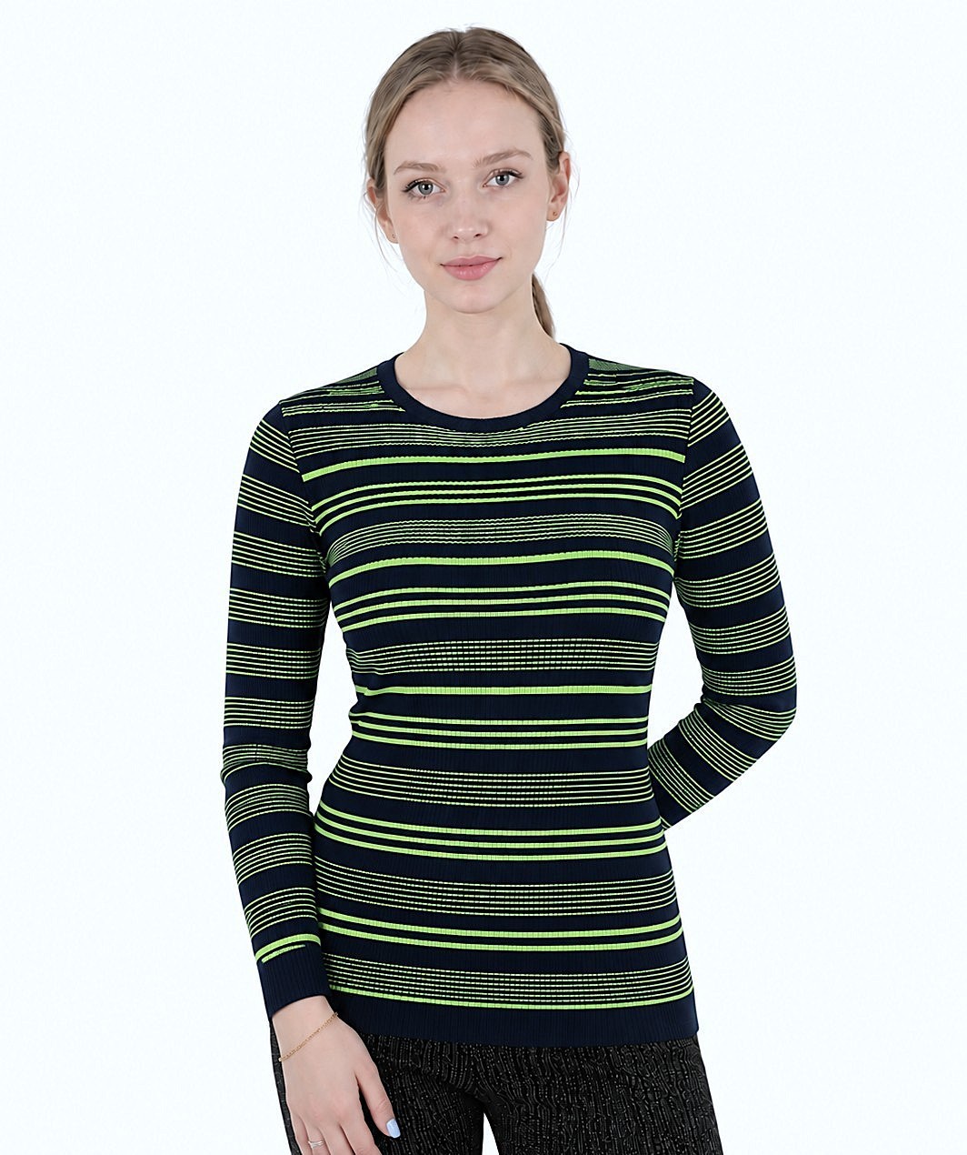 Pulover dark blue/lime din lână